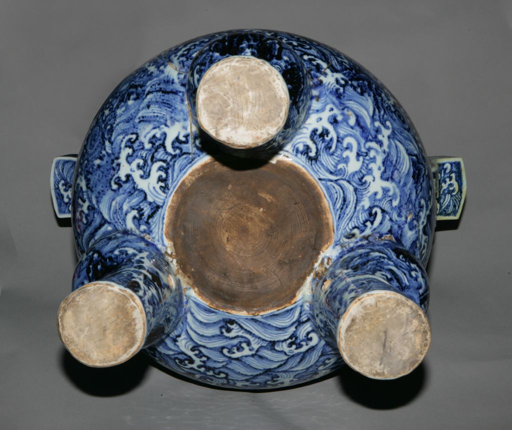 图片[2]-Blue and white sea water pattern incense burner-China Archive